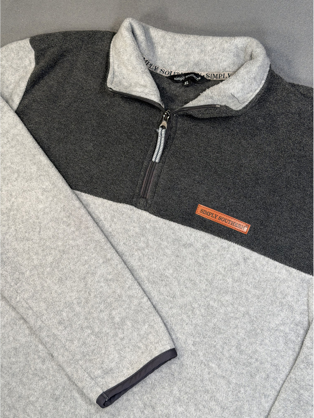 Simply Southern XL Fleece 1/4 Zip Pullover Gray Charcoal Outdoor Unisex